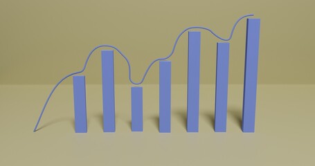business growth graph or chart 3d illustration, 3d render