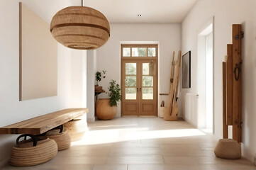Fototapeta na wymiar Minimalist interior design of modern living room. generative AI