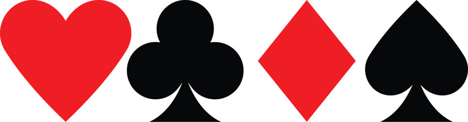 Playing card suits icon and logo. Element of gambling vector icon and logo. Set of vector poker card illustration symbols isolated on white background
