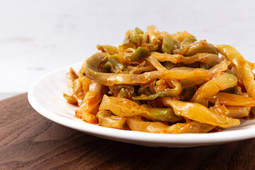 Spicy and crunchy Chinese side dish seasoned zhacai pickles