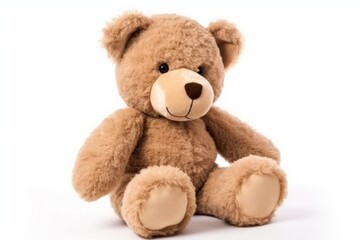 Toy teddy bear isolated on white. Generative AI