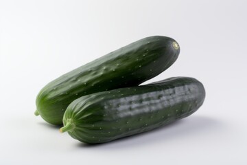 Two cucumbers on an isolated white background. Generative AI