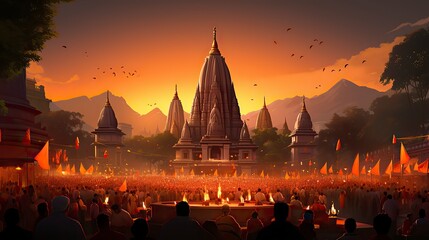 Obraz premium A vibrant and auspicious depiction of Maha Shivratri ,Diwali, Maha shivatri, Decoration for Puja 