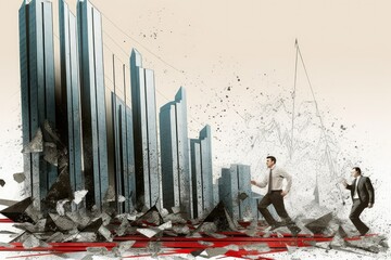 collage Art collapse economic crisis, financial Metaphor