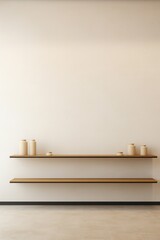 A minimalist retail store with empty shelves for product showcasing  AI generated illustration