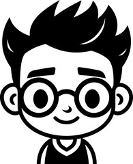 Nerd boy avatar silhouette icon in black color. Vector template.