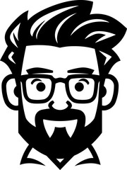 Male teacher with glasses silhouette in black color. Vector template for laser cutting.