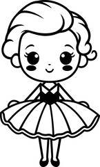Cute ballerina silhouette in black color. Vector template.
