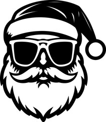 Cool santa claus with glasses silhouette icon. Vector template for laser cutting.