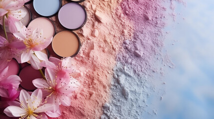 Obraz na płótnie Canvas Cosmetics products in pastel colors
