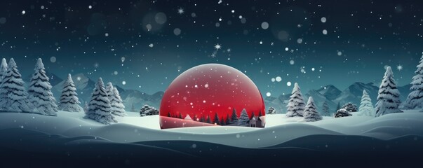 Magical christmas snow globe, snowy winter scenery, panorama. Generative Ai.