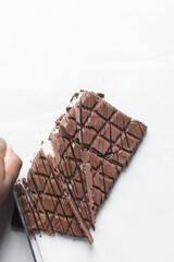 Pieces of chopped dark chocolate for baking, Dark chocolate chunks