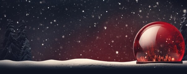 Magical christmas snow globe, snowy winter scenery, panorama. Generative Ai.