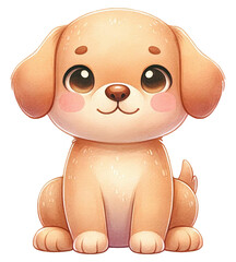 An adorable watercolor dog clipart perfectly isolated, with soft natural watercolor texture