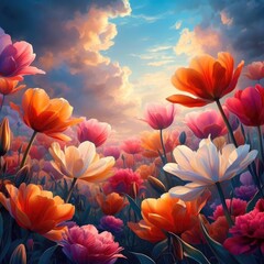 Fototapeta na wymiar spring landscape with tulips