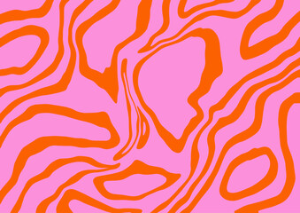 Abstract horizontal background with colorful duotone waves. Trendy flat vector illustration in style retro 60s, 70s.