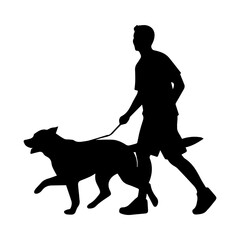 Man walking dog silhouette, Walking dog silhouette, running Man walking a dog
