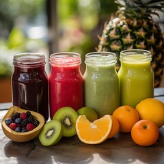 
Savor the rejuvenating experience of carefully crafted smoothies, blending freshly extracted fruit and vegetable juices, and enhanced with a medley of fruits and veggies to offer a diverse and deligh