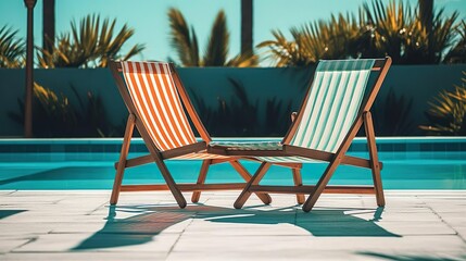 Beach chairs by the pool.