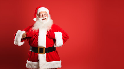 Santa Claus standing isolated on color background and thumbs up
