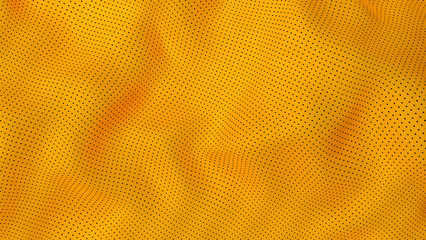 Yellow background with black dots.