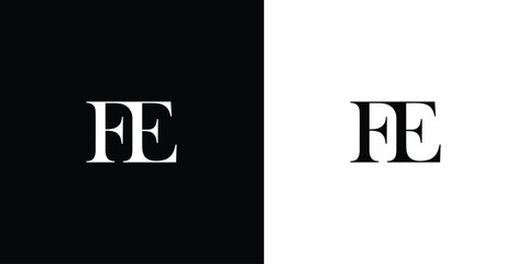 Abstract Modern and simple Letter FE or EF Logo in black and white color