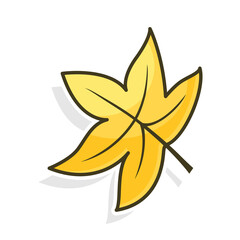 Minimalist Autumn Leaf isolated on a white background. Vector - Illustration.