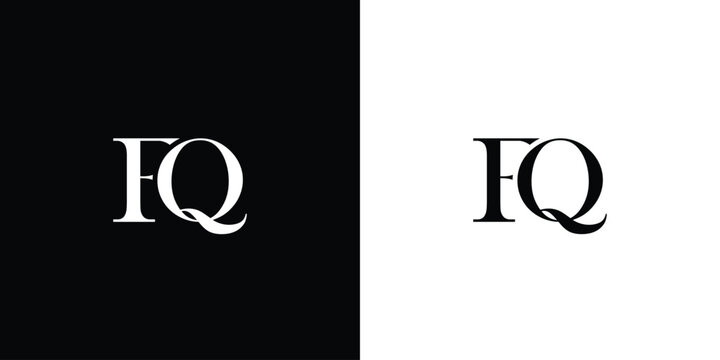Abstract Initial Letter FQ Logo Design Monogram Creative Modern Sign Symbol Icon in black and white color