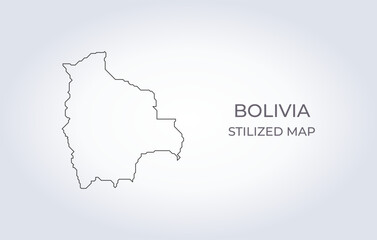 Fototapeta premium Map of Bolivia in a stylized minimalist style. Simple illustration of the country map.
