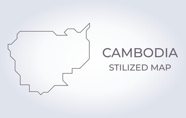 Obraz premium Map of Cambodia in a stylized minimalist style. Simple illustration of the country map.
