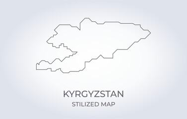 Map of Kyrgyzstan in a stylized minimalist style. Simple illustration of the country map.