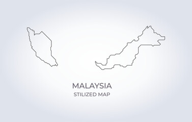 Map of Malaysia in a stylized minimalist style. Simple illustration of the country map.