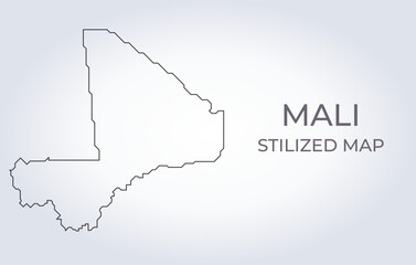 Map of Mali in a stylized minimalist style. Simple illustration of the country map.