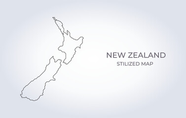 Map of New Zealand in a stylized minimalist style. Simple illustration of the country map.
