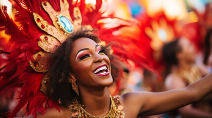 Just have fun with it. Cropped portrait of a beautiful samba dancer performing in a carnival with...