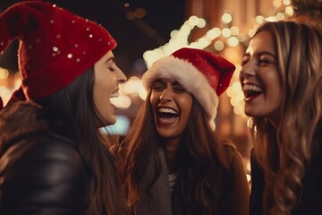 two people in christmas hats