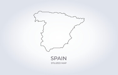 Map of Spain in a stylized minimalist style. Simple illustration of the country map.