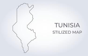 Map of Tunisia in a stylized minimalist style. Simple illustration of the country map.