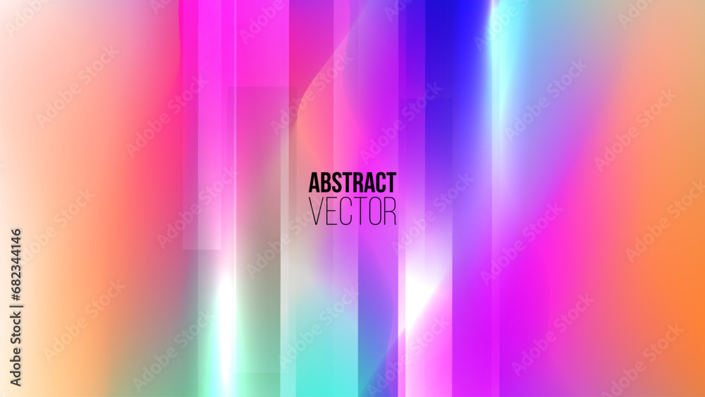 Fototapete Futuristic abstract background with bright dynamic gradients. Blurred graphic template with vibrant colors and glowing lights. Vector illustration.
