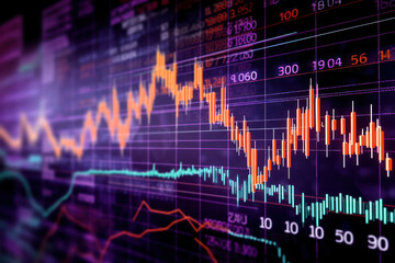 graphique de marché boursier, schéma de chandelier avec courbe de tendance pour le trading financier