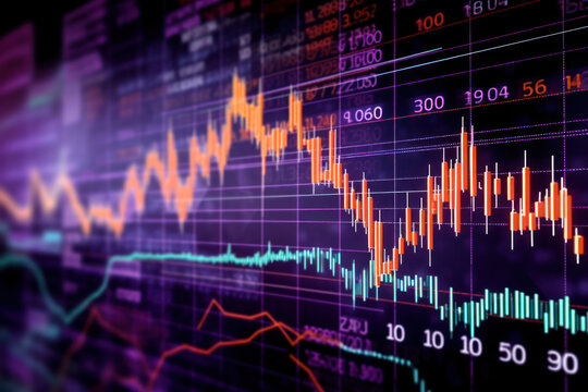 graphique de march&eacute; boursier, sch&eacute;ma de chandelier avec courbe de tendance pour le trading financier
