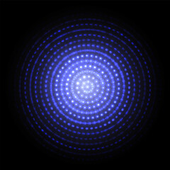 glowing halftone circle blue gradient in dark background