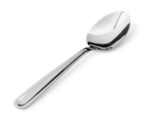 One new shiny spoon isolated on white