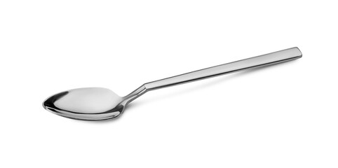 One new clean spoon isolated on white