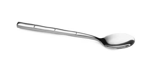 One clean shiny spoon isolated on white