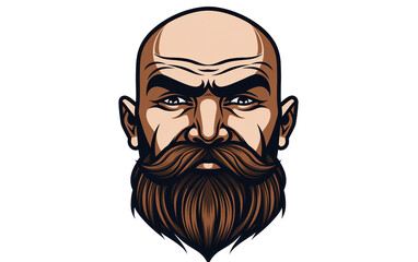 Bald Bearded Man Logo Design isolated on a transparent background.