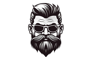 Designing a Logo: Bearded Man with French Haircut isolated on a transparent background.