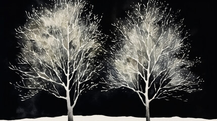 Obraz premium Simple winter landscape. Christmas Landscape background