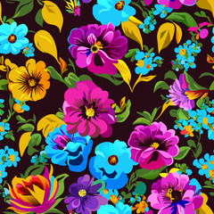 Fototapeta na wymiar seamless pattern with flowers 