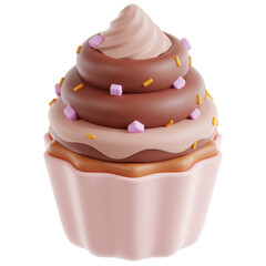 3d render cupcake. Cupcake 3d icon transparent background PNG
